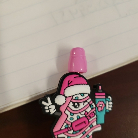 New Handmade Christmas Little Debbie Pink Christmas Tree Focal Bead Beaded Pen - Picture 2 of 6